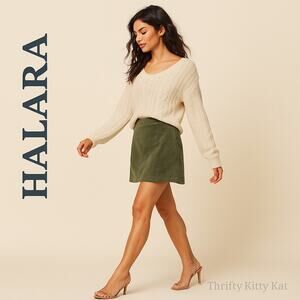 Halara High Waisted 2 in 1 Corduroy A Line Mini Skort Icy Bamboo Green XS NWT
